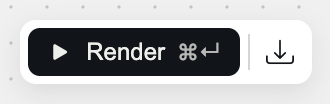 De knop Render, zwart: er moet opnieuw worden gerenderd.